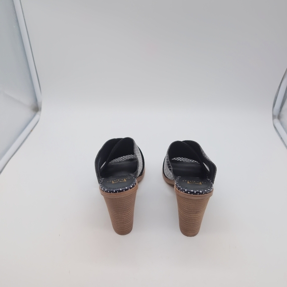 Women's Black and White Polka Dot Heeled Mules Mivolla By Marc Fisher - Picture 4 of 9